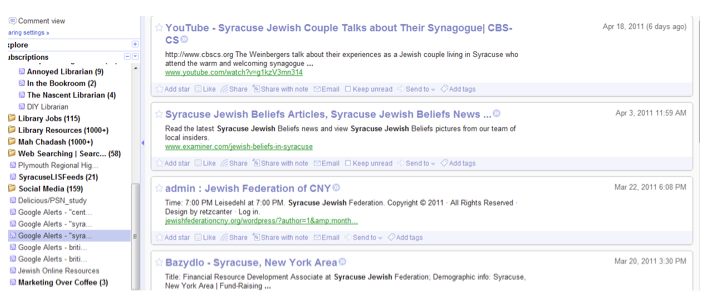 Google Alert Screen Shot for query Syracuse Jewish