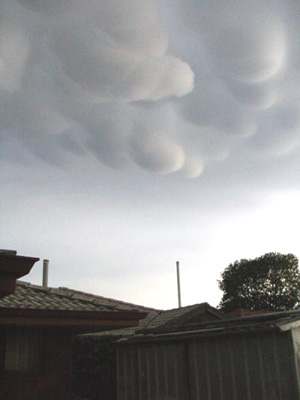 Photograph of mammatus clouds