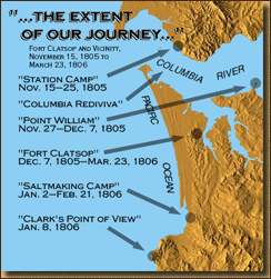 Illustration of the area in Washington and Oregon explored by Lewis and Clark