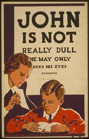 WPA poster encouraging parents to get eye exams for their children