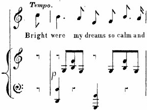 Page of music with the staff lines removed