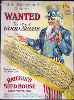 Image of Uncle Sam with ear of corn