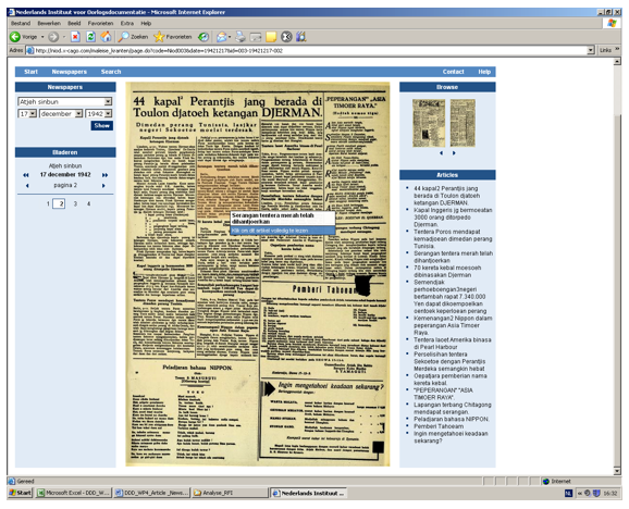 Sceen shot showing an example of a segmented newspaper page