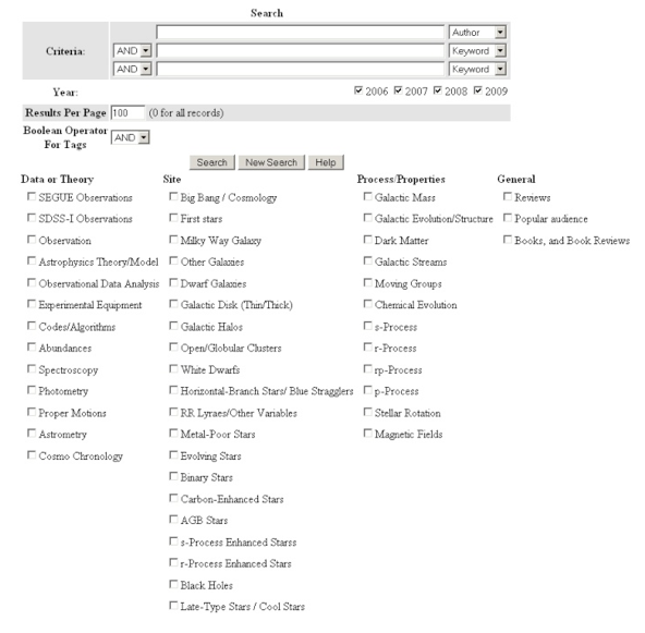 Figure 3a. Images of Search page from the SEGUE VJ