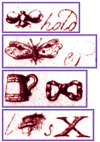 Four images used in a rebus letter.