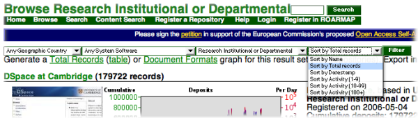 Image showing a sort by deposit activity