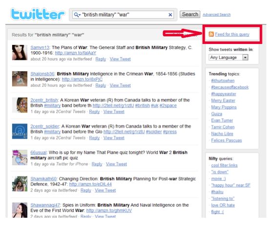 Screen Shot of TwitterSearch.