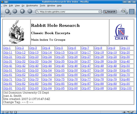 figure 4, screen shot example of main index page
