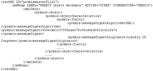 Encoding for the fixity value of a TIFF image