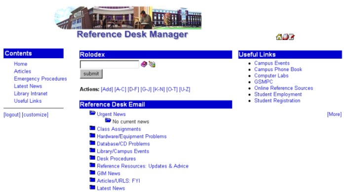 Reference Desk Manager Home Page
