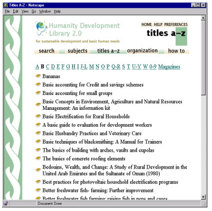 Figure 4: Browsing titles in the HDL