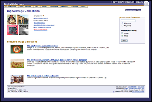 Screen shot showing basic search page