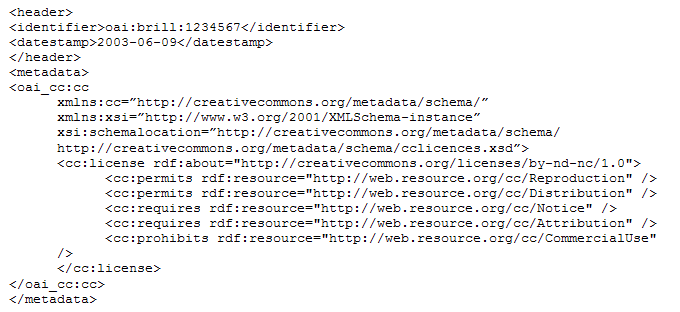 image showing CC/RDF metadata code