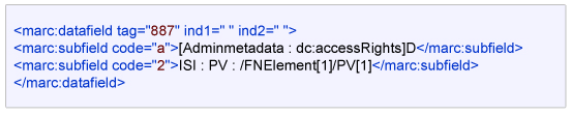 Example of the usee of field 887 for administrative data
