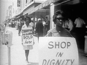 Photograph of picketers, 1962